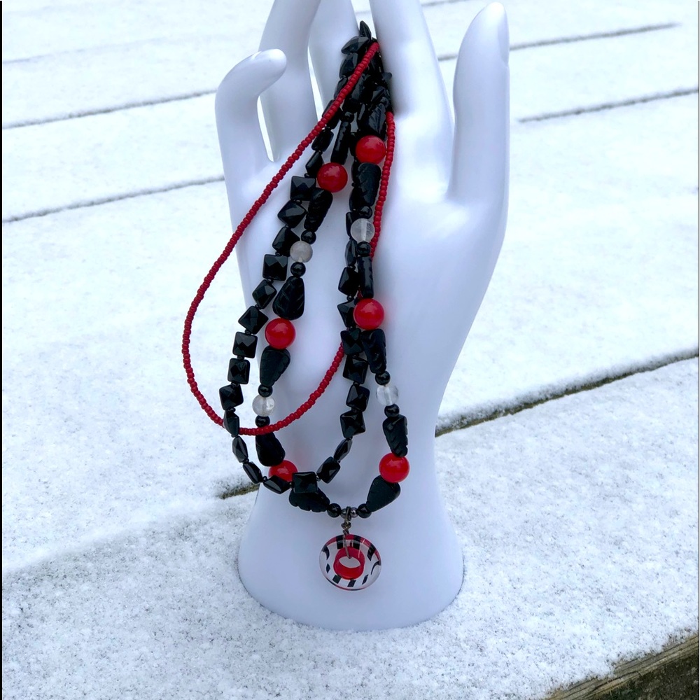 Custom Power necklace Onyx, Jade & Crystal